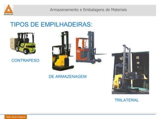 TIPOS DE EMPILHADEIRAS: Armazenamento e Embalagens de Materiais Helio Souto Dapena CONTRAPESO DE ARMAZENAGEM TRILATERAL 