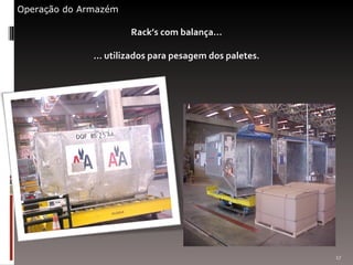 Rack’s com balança... ... utilizados para pesagem dos paletes. Operação do Armazém 