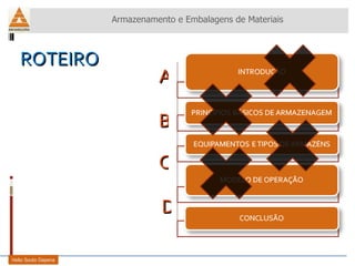 ROTEIRO A B C D Armazenamento e Embalagens de Materiais Helio Souto Dapena Helio Souto Dapena 