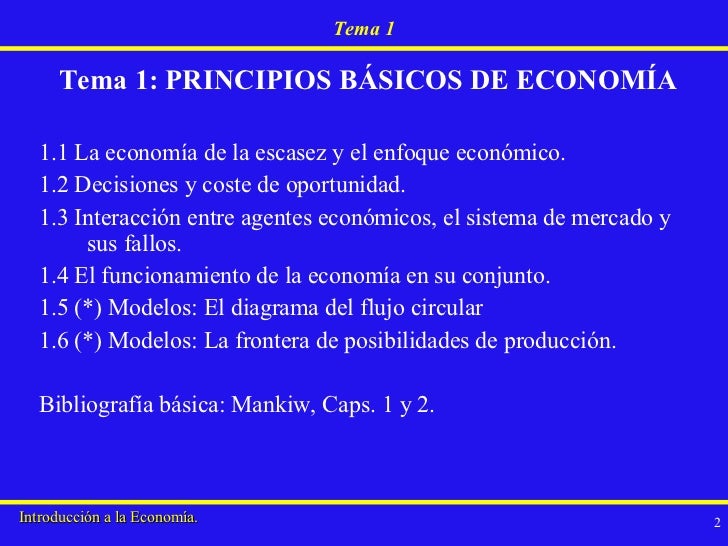 Principios Básicos de Economía