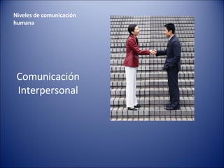 Niveles de comunicación humana Comunicación Interpersonal 