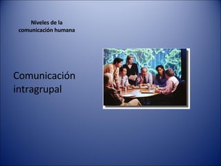 Niveles de la  comunicación humana  Comunicación intragrupal 