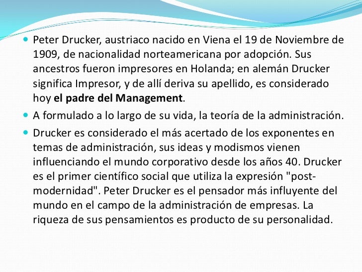 Principios administrativos & peter drucker