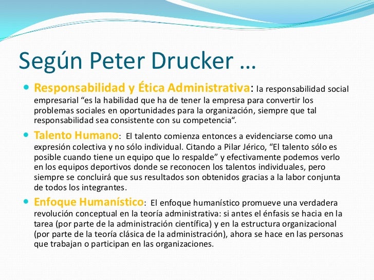 Principios administrativos & peter drucker