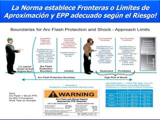 La Norma establece Fronteras o Limites de
Aproximación y EPP adecuado según el Riesgo!
 