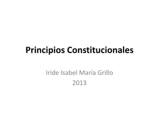 Principios Constitucionales
Iride Isabel María Grillo
2013
 