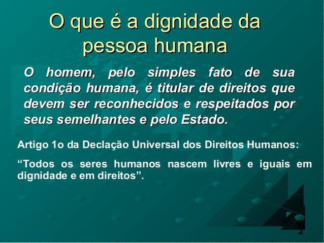 Principios da dignidade da pessoa humana