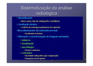 Sistematização da análise
       radiológica
 