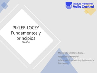 PIKLER LOCZY
Fundamentos y
principios
CLASE 4
Marianela Cortés Cisternas
Profesora Diferencial
Educación Psicomotriz y Estimulación
Temprana
 