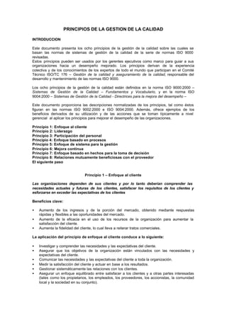 Principios de la calidad | PDF