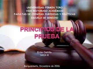 UNIVERSIDAD FERMIN TORO
VICE RECTORADO ACADÉMICO
FACULTAD DE CIENCIAS JURÍDICAS Y POLÍTICAS
ESCUELA DE DERECHO
Erika Castillo
SAIA B
Barquisimeto, Diciembre de 2016
 