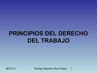 08/31/13 Rodrigo Alejandro Ruiz Godoy 1
PRINCIPIOS DEL DERECHO
DEL TRABAJO
 