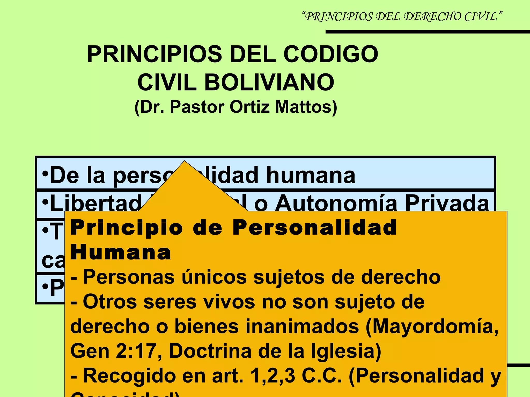 Principios Del Derecho Civil Y Propiedad Privada | PPT
