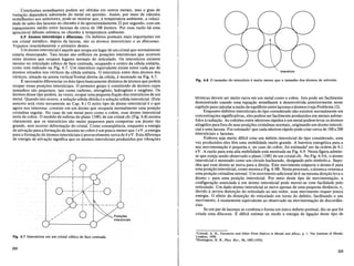 Conclusoes semelhantes. podem. ser obtidas. em outros metais, mas 0 graude
varia~aodependenisobretudo
do metal em questao. Assim, por meio. de calculos
semelhantes aos anteriores, pode-se mostrar que, a temperatura ambiente,.a veloci-
dade de saito das lacunas no chumbo e de aproximadamente 22 por segundo, com urn
espa~amento medio entre lacunas decerca de 100 atomos. Por essa razao ha uma
apreciavel difusao atomica no chumbo a temperatura ambiente.
6.9 Atomos intersticil!is e dilacunas. Os defeitos pontuais mais importantes em
urn cristal memlico, depois da lacuna, sao os atomos intersticiais e as dilacunas.
Vejamos resumidamente 0 primeiro destes.
Urn atomo intersticial e aquele que ocupa urn lugar de urn cristal que normalmente
estaria desocupado.. Tais locaissao orificios ou posi~oes intersticiais que ocorrem
entre atomos que ocupam lugares normais do reticulado. Os intersticios existem
mesmo no reticulado ctibico de face centrada, ocupando 0 centro da celula unitaria,
como esta indicado na Fig. 6.7. Urn intersticio equivalente existe entre cada par de
Momos situados nos vertices da celula unitaria. 0 intersticio entre dois atomos dos
vertises, situadona aresta verticaIfrontal direitada celula, emostrado. na Fig. 6.7.
E necessario diferenciar os dois tipos basicamente distintos de atomos que podem
ocupar essas posi~oes intersticiais. 0 primeiro grupo e constituido de atomos cujos
tamanhos sao pequenos, tais como carbono, nitrogenio, hidrogenio e oxigenio. Os
atomos desse tipo podem, as vezes, ocupar uma pequena fra~ao dos intersticios de urn
metal. Quando isto ocorre, a solu~ao solida obtida e a solu~ao solida intersticial. (Este
assunto sera visto novamente no Cap. 8.) 0 outro tipo de Momo intersticial e 0 que
agora nos interessa: consiste em urn atomo que ocuparia normalmente uma posi~ao
cristalina regular. No caso de urn metal puro como 0 cobre, esse atomo intersticial
seria de cobre. 0 modelo de esferas do plano {Ioo} de urn cristal cfc (Fig. 6.8) mostra
claramente que os intersticios sao muito pequenos para comportar urn atomo tao
grande, sem ocorrer deforma~ao do cristal. Como conseqiiencia, enquanto a energia
de ativa~ao para a forma~ao de lacunas no cobre e urn pouco menor que 1eV, a energia
para a forma~ao de atomos intersticiais e provavelmente cercade 4 eV. Esta diferen~a
de energia de ativa~ao significa que os atomos intersticiais produzidos por vibra~oes
o
I
1
I
I :
I I / /
0---+--:;-1-::__-
1/' 1
X)-~--
//// 6
/'
Fig. 6.7 Intersticios em urn cristal cubico de face centrada.
222
Posi<toes
intersticiais
Intersticio
Fig. 6.8 0 tamanho do intersticio emuito menor que 0 tamanho dos :itomos de solvente.
termicas devem ser muito raros em urn metal como 0 cobre. Isto pode ser facilmente
demonstrado usando uma equa~ao semelhante a desenvolvida anteriormente neste
capitulo para calculara razao de equilfurio entre lacunas e atomos (veja Problema 12).
Enquanto defeitos intersticiais do tipo considerado nao existem normalmente em
concentra~oes significativas, eles podem ser facilmente produzidos em metais subme-
tidos aradia~ao. As colisoes entre neutrons nipidos e urn metal podem levar os atomos-
atingidos parafora de suas posi~oes cristalinas normais, originando urn Momo intersti-
cial e uma lacuna. Foi estimadol
que cada neutron rapido pode criar cerca de 100 a 200
intersticiais e lacunas.
Embora seja muito dificil criar urn defeito intersticial do tipo considerado, uma
vez produzidos eles tern uma mobilidade muito grande. A barreira energetica para a
sua movimenta~ao e pequena e, no caso do cobre, foi estimada2
ser da ordem de 0,1
eV. A razao para esta alta mobilidade esm mostrada na Fig. 6.9. Nesta figura admite-
se que esteja sendo observado 0 plano {loo} de urn cristal cfc. Na Fig. 6.9A, 0 Momo
intersticial e mostrado como urn circulo hachurado, designado pelo simbolo a. Supo-
nha que esse atomo se mova para a direita. Este movimento empurra 0 atomo b para
umaposi~ao intersticial, como mostra a Fig. 6.9B. Neste processo, 0 atomoa retorna a
uma posi~ao cristalina normal. Urn movimento adicionaldeb na mesma dire~ao leva 0
Momo c para uma posi~ao intersticial. Por meio deste tipo de movimenta~ao, a
configura~ao associada a urn Momo intersticial pode mover-se com facilidade pelo
reticulado. Urn dado atomo intersticial se move apenas de uma pequena distancia, e,
devido a severa distor~ao do reticulado ao seu redor, esse movimento requer pouca
energia. 0 efeito da distor~ao do reticulado em torno do defeito, facilitando 0 seu
movimento, e exatamente equivalente ao observado na movimenta~ao de discordan-
cias.
Se urn par de lacunas se combina e forma urn tinico defeito pontual, diz-se que foi
criada uma dilacuna. E dificil estimar ou medir a energia de liga~ao deste tipode
'Cottrell, A. H., Vacancies and Other Point Defects in Metals and Alloys, p. I. The Institute of Metals,
Londres, 1958.
2Huntington, H. B., Phys. Rev., 91, 1092 (1953).
223
 