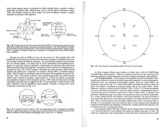 010
011
0110
/111
101
o
o
101
001
100
o
1100
011
010
Plano (110)
antes da rotagao
(6)
efeito destarotagao sobre a orientagao da celula unitana cubica, quando a celula e
observada na diregao [100]. Observe que, como 0 cfrculo basico representa 0 plano
(100), uma simples rotagao de 45° do papel, em torno do alfinete, produz a rotagao
desejada na projegao estereognifica.
Fig. 1.30 Rota~ao em torno do eixo norte-suidaredede Wulff. (A) Yistas em perspectivade uma
celulaantes edepois da rota~ao, mostrando a orienta~ao do plano (110). (B) Proje~aoestereogni-
fica mostrando arota~ao acimadescrita. Afim de termos clareza na apresenta~ao, apenas 0 plano
(110) e mostrado. Arota~ao do pOlo nao e mostrada. Os meridianos da rede de Wulff tambCm
foram omitidos.
J.-- - - Antes da
Depois da rotagao / rotagao
/ /
[too]..- !,,--_-::v Plano (110)
'- ap6s a rotagao
~~r~g~aOgao" - - •
Diregao [100]
(AI
On 011
Fig. 1.31 A rota~ao dopolocloplano (110) esta apres,mtadaacima. 0 diagrama aesquerda
mostra a rota~ao em perspectiva, ao passo que 0 da direita mostra 0 movimento do polo em uma
Jinha de latitude de uma proje~ao estereognffica que, neste caso, e 0 equador.
Fig. 1.32 Vma proje~ao estereogrwca padrao 100 de urn cristal cubico.
As duas rotagoes basicas que podem ser feitas com a rede de Wulff foram
exemp1ificadas anteriormente. Todas as rotagoes possfveis de urn cristal em tres
dimensoes podem ser duplicadas peIo uso dessas rotagoes naprojegao estereognifica.
1.19 Proj~oes padrao. V rna projegao estereografica na qual uma diregao crista-
lograficaproeminente ou polo de urn plano importante superpoe 0 centro da projegao e
conhecida como uma projegao estereografica padrao. Para urn cristal cubico, tal
projegao e mostrada na Fig. 1.32, onde 0 polo (100) e considerado normal ao plano do
papel. Esta figura e chamada de projegao padrao 100 de urn cristal cubico. Nesse
diagrama, note que os polos de todos os pianos {loo}, {1I0} e {1I1} foram desenhados
com suas orientag6es apropriadas. Cada uma dessas direg6es cristalograficas basicas
e representada por urn sfmbolo caracterfstico. Para os po10s {100}, 0 simbolo e urn
quadrado, significando que estes polos correspondem a eixos de simetria quadrupla.
Se 0 cristal e girado de 90° com rela<;:ao a uma dessas diregoes, ele devera retornar a
uma orienta<;:ao equivalente asua orientagao original. Na rota<;:ao de 360° em torno do
polo {IOO}, 0 cristal reproduz sua orienta<;:ao original quatro vezes. Do mesmo modo, a
dire<;:ao (111) corresponde a eixos de simetria tripla, e essas dire<;:oes sao indicadas na
proje<;:ao estereografica por triangulos. Finalmente, a dupla simetria das diregoes (110)
e indicada pelo uso de pequenas elipses.
Vma projegao padrao 100 mais comp1eta de urn cristal cubico e mostrada na Fig.
1.33. Ela inclui polos de outros pianos com fndices de Miller mais altos. A Fig. 1.33
pode ser considerada como uma proje<;:ao, mostrando tanto as diregoes de urn cristal
P610
ap6s a
rotagao
P610
antes da
rotagao
Rota9QO da rede de Wulff em tomo do eixo norte-suI. Esta rotagao nao e tao
simples de executar quanto a descrita anteriormente, que pode ser efetuada atraves de
uma simples rotagao da folha de operagao. As rotagoes deste segundo tipo sao feitas
por urn metodo gnifico. Os dados sao de infcio desenhados estereograficamente,
girados ao longo das linhas de latitude' e redesenhados de tal forma que cada ponto
sofra a mesma mudanga de longitude. 0 metodo se torna evidente se consideramos os
desenhos da Fig. 1.30. Neste exemplo e admitido que a face anterior (100) da celula
unitana seja girada para a esquerda com relagao adiregao [001]. Considere agor~ 0
efeito dessa rotagao na orientagao espacial e projegao estereognifica do plano (110).
Na Fig. 1.30A, os desenhos da direita e da esquerda representam uma celula unitaria
cubica antes e depois da rota.gao, respectivamente. 0 efeito da rotagao na projegao
estereografica do plano (110) e mostrado na Fig. 1.30B. Cada uma das setas curva<!.as
representa uma diferenga de longitude de 900. Nestes desenhos, 0 polo do plano (110)
nao e mostrado a fim de simplificar a apresentagao. Contudo, a rotagao que 0 polo
(lIO);sofre e mostrada na Fig; 1.31.
24
2S
 