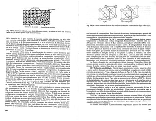 Contorno de dominio
Fig. 14.11 Dominios ordenados em dois diferentes cristais. A ordem se baseia em mlmeros
iguais de (A) atomos pretos e (B) atomos brancos.
(~) ~ b:ar:cos (B): 0 gr~o superioraesquerda contem tres dominios e 0 grao infe-
nor a dI~elta contem dms. Nos c?ntomos de dominio, indicados com linhas traceja-
das, os atomos de A defrontam atomos de A, e os ,homos de B defrontam Momos
~eB. Dentro de cad,a ?omin~o,c~da Momo ?eA e cada atomo deB esta rodeado por
atomos ~a outraespecle. NaJum;ao entre dms dominios, a seqiiencia de atomos deA e
de B se mverte e assim e comum chamar os dominios de domfnios de antifase e os
contomos de contornos de anti/ase.
No sistema. c?br~-ouro, a transforma~ao de ordem a curta distancia para
ordem a lo?~a distiinCIa produz super-reticulados dentro de dois intervalos basicos
de composI.c;ao'l!ma dessas regi6es circunda a composic;ao correspondente a nu-
meros 19u~S de ~tomos ,de,ouro e cobre, e a outra circunda a composic;ao corres-
po'!dente a,rela~ao de tres at~mos de cobre para cada atomo de ouro. Cadasuper-
r:tIculado e uma fase no sentldousual, sendo estavel dentro de urn intervale defi-
r:ldo de temp:raturas e composic;6es. Tres super-reticulados diferentes foram iden-
tificado~ ~o sIstema cobre-ouro: dois correspondentes a composic;ao CuAu e urn a
composlc;ao CUs~u. Os contomos que limitam a regiao bifasica que circunda cada
fase de super-retlculado se encontram em maximos congruentes. 0 maximo con-
gruente da fase CUsAu. ocorre a 3900C, enquanto os maximos do CuAu estao a
4100C e 385°C. No~e .que, com relac;ao as fases CuAti, a fase de menor temperatura
se forma pelo res~n~mento ~a fase de m~or temperatura. Assim, quando uma liga
com uma composI~ao aproxlmadamente IgUal a CuAu se resfria de uma tempera-
tura perto do solidus, ela primeiro se transforma da fase ordenada a curta distancia
de alta temper~tur~ (fase d~sordenada de face centrada)· na fase designada por
CuAuII (ortorromblca) na FIg. 14.9. Com resfriamentoposterior, esta ultima fase
se transforma em CuAuI (tetragonal).
_ As celulas unit~as de dois.dos tres super-reticulaclos do sistema cobre-ouro
sao r;t0~tradas na FIg. 14.12. Odesenho a esquerda mostra a estrutura do Cu Au.
Ela e simpiesmente uma celula unitaria cubica de face centrada com atomo~ de
cobre nos :entros das faces, e Momos de ouro nos vertices. E facil provar que essa
configurac;ao corresponde a relac;ao estequiometrica .CUsAu. Ha seis atomos de
cobre nos,ce?tros das faces,. cada urn pertencendo a duas celulas unitarias, ou urn
t<:t~ de tres atomos de cobre por celtIla unitaria. Por outro lado, h:i oito Momos nos
v~rtIces, ~~d.a urn pert~ncendo a oit? celulas unitarias, ou urn atomo de DurO por
celula. un!~a. Urn retIculado perfelto, composto de celulas unitarias deste tipo,
P?SSUl tres atomos de cobre paracada atomo de ouro. Realmente, como mostra 0
dIagrama defases, a estrutura CUsAu, assim como as estruturas CuAti,pode existirem
456
CuAuI (Tetragonal)
Fig. 14.:1,2 Celulas unitarias de duas das tres fases ordenadas conhecidas das ligas cobre-ouro.
urn intervalo de composi~6es. Esse intervalo e urn tanto limitado porque, quando ha
desvio das raz6es estritamente estequiometrlcas, a perfeic;ao da ordem diminui e, em
conseqiiencia, a estabilidade dos super-reticulados tambem.
o diagrama a direita na Fig. 14.12 representa a celula unitaria da fase de menor
temperatura CuAu (CuAuI, ou fase tetragonal). Essa estrutura e tambem uma rna-
dificac;ao do reticulado cubico de face centrada, com pIanos altemados (001) com-
pletamente preenchidos com atomos de aura e cobre. A tetragonalidade dessa fase
esta diretamente relacionada com 0 empilhamento altemado de pIanos de atomos
de DurO e pIanos de atomos de cobre. Essa estrutura tern eixos de igual compri-
mento num plano que contem atomos do mesmo tipo, porem urn eixo de compri-
mento diferente na dire~ao normal a esse plano. A celula e, portanto, urn cuba
distorcido que se toma urn tetragono. A outra fase, CuAuII, tern uma estrutura
mais complexa que nao sera descrita, mas que pode ser considerada como urn esta-
gio intermediario entre a estrutura cubica de face centrada de alta temperatura,
ordenada a curta distancia e a estrutura tetragonal ordenada de baixa temperatura.
As fases ordenadas sao encontradas em varios sistemas. Uma delas, objeto de
extenso estudo, ocorre no sistema cobre"zinco e corresponde a urn numero igual de
atomos de cobre e zinco. Essa fase sera ainda vista neste capitulo.
14.7 Falhas de miscibilidade. Ouro e niquel, assim como cobre e niquel e cobre
e ouro, tambem formam urn sistema onde ha solubilidade completa no estado solido
em todas as proporc;6es (Veja 0 diagrama de fases da Fig. 14.7). Ele e urn exemplo de
urn sistemacom solubilidade completa, no qual os constituintes tendem a segregar-sea
medida que a temperatura diminui. Considere a linha curva que ocupaa regiao central
inferior do diagrama de fases. Para todas as temperaturas inferiores a 812°C e dentro
da linha indicada, sao estaveis duas fases, at e az. A primeira, at> e uma fase com 0
reticulado do ouro, contendo niquel em solu~ao, e a outra, az, niquel com aura em
soluc;ao. As duas fases sao cubicas deface centrada, porem diferem nos parametrosdo
reticulado, densidades, cor e outras propriedades fisicas.
Ocampo bifasico, onde at e az sao estaveis, constitui urn exemplo do que e
comumente chamado de falha de miscibilidade. Uma condi!rao necessaria para a
formac;ao de umafalha de miscibilidade no estado solido e que os dois componentes se
cristalizem com a mesma forma de reticulado.
No Cap. 9 destacou-se 0 fato de que varios sistemas possuem linhas solvusqlle
apresentam solubilidade crescente de soluto com 0 aumento da temperatura. Pode-se
considerar 0 limite dafalha de miscibilidade como duas linhas solvus que se encontram
em altas temperaturas para formar urn limite unico que separa 0 campo bifasico dos
campos monofasicos vizinhos.
o sistema ouro-niquel e particularmente importante porque ele mostraque
457
 