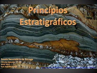 Princípios Estratigráficos Escola Secundária de Bocage Ciências Naturais – 7º ano 2010/ 2011 Prof. Gabriela Bruno In: http://3.bp.blogspot.com/_9tDUa9Cf1D0/TKuKjVvK_JI/AAAAAAAAABk/A2QnCWGTN_w/s1600/4621565518_13949214f8.jpg 