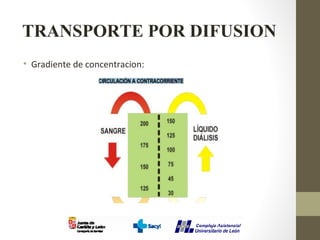 TRANSPORTE POR DIFUSION
• Gradiente de concentracion:
 