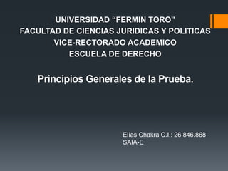 UNIVERSIDAD “FERMIN TORO”
FACULTAD DE CIENCIAS JURIDICAS Y POLITICAS
VICE-RECTORADO ACADEMICO
ESCUELA DE DERECHO
Elías Chakra C.I.: 26.846.868
SAIA-E
 