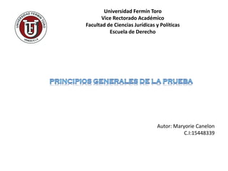Universidad Fermín Toro
Vice Rectorado Académico
Facultad de Ciencias Jurídicas y Políticas
Escuela de Derecho
Autor: Maryorie Canelon
C.I:15448339
 