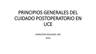 PRINCIPIOS GENERALES DEL
CUIDADO POSTOPERATORIO EN
UCE
HAMILTON DELGADO, MD
2016
 