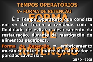 II- FORMA DE CONTORNO        Superfícies Lisas Para Vestibular e LingualGBPD - 2005