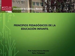 PRINCIPIOS PEDAGÓGICOS DE LA
EDUCACIÓN INFANTIL
Prof. Isabel Gómez Barreto
Dpto. Pedagogía
 