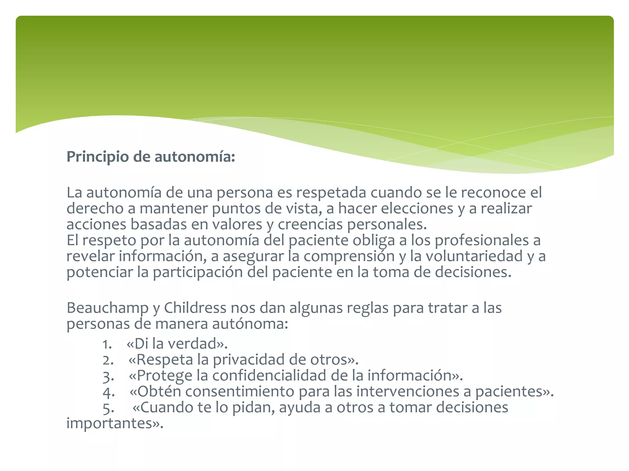 Principios propuestos por la bioética | PPT