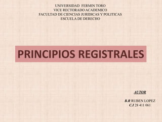 UNIVERSIDAD FERMIN TORO
VICE RECTORADO ACADEMICO
FACULTAD DE CIENCIAS JURIDICAS Y POLITICAS
ESCUELA DE DERECHO
AUTOR
B.R RUBEN LOPEZ
C.I 28 411 061
 