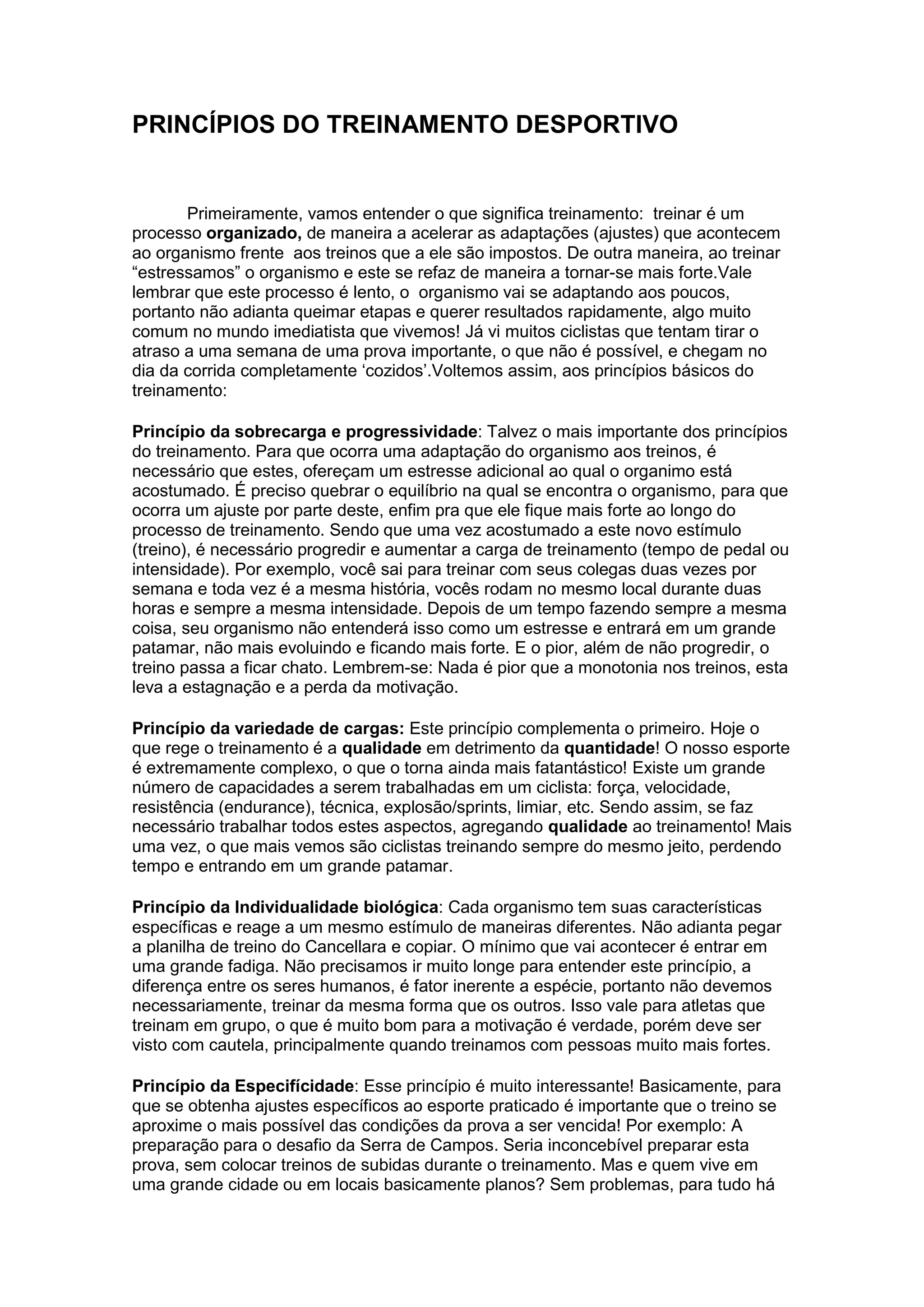 Principios do treinamento desportivo | PDF