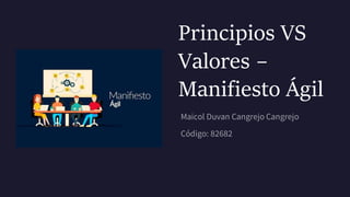 Principios VS
Valores –
Manifiesto Ágil
 