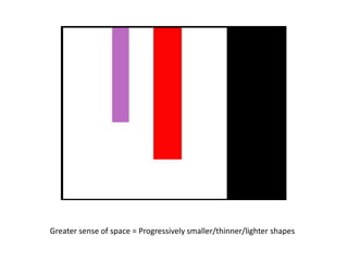 Greater sense of space = Progressively smaller/thinner/lighter shapes

 