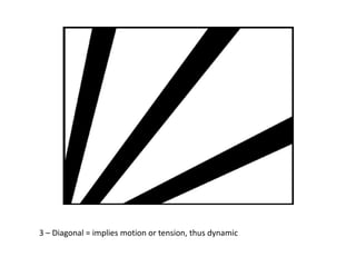 3 – Diagonal = implies motion or tension, thus dynamic

 