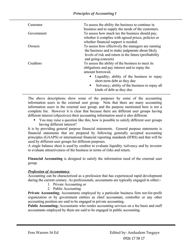 Principle of accounting