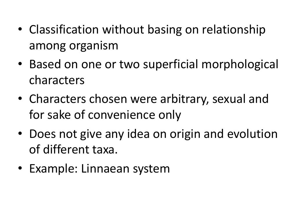 Principle of classification of living things