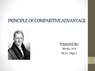 PRINCIPLEOFCOMPARITIVEADVANTAGE
Prepared By:
Bindu, H A
M.Sc. (Agri.)
1
 