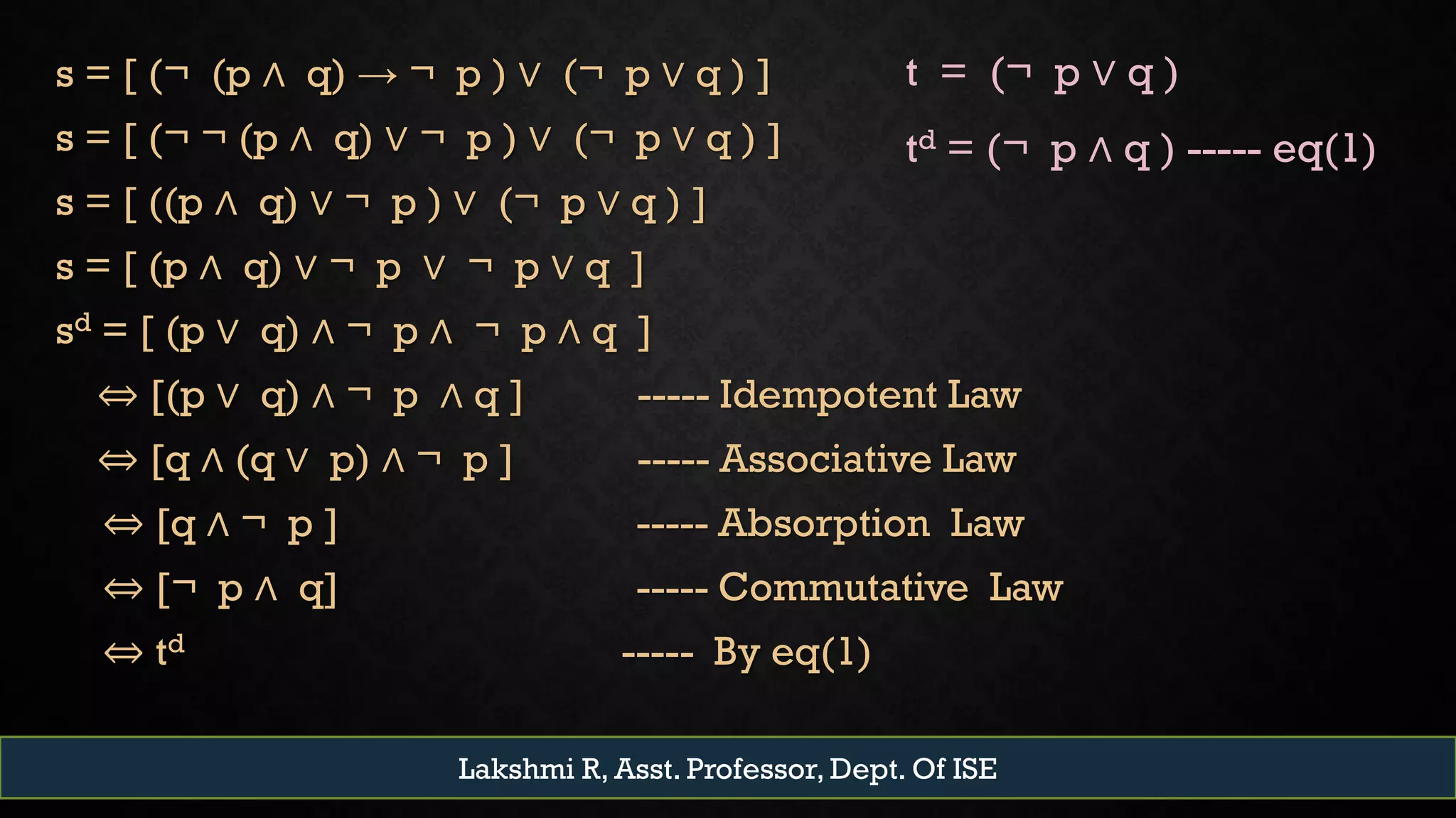 Discrete Mathematical Structures - Fundamentals of Logic - Principle of ...