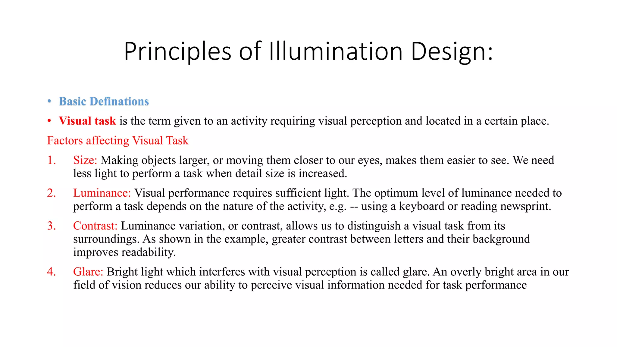 Principle of lumination design | PPTX