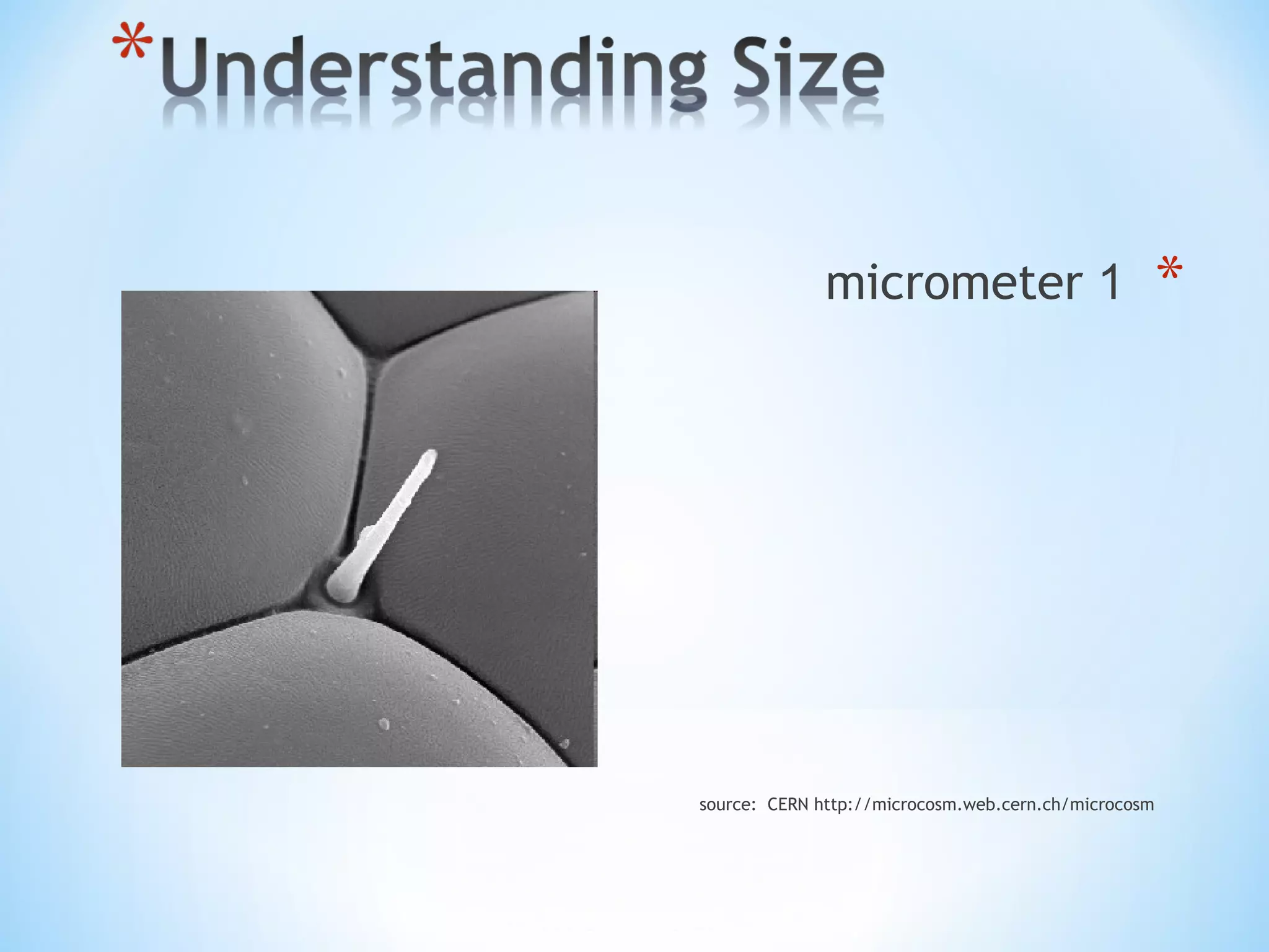 *1micrometer
source: CERN http://microcosm.web.cern.ch/microcosm
 