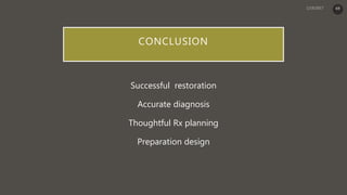 CONCLUSION
Successful restoration
Accurate diagnosis
Thoughtful Rx planning
Preparation design
69
 