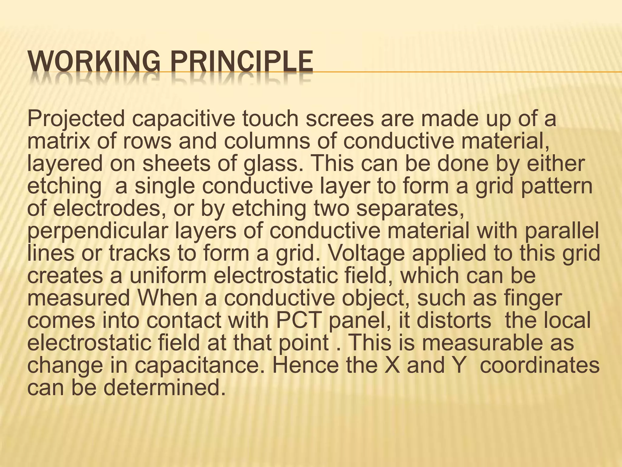 Touch Screen Principles Principle of touchscreen1. | PPTX