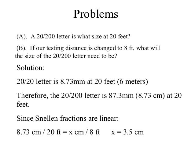 Snellen Chart Dimensions