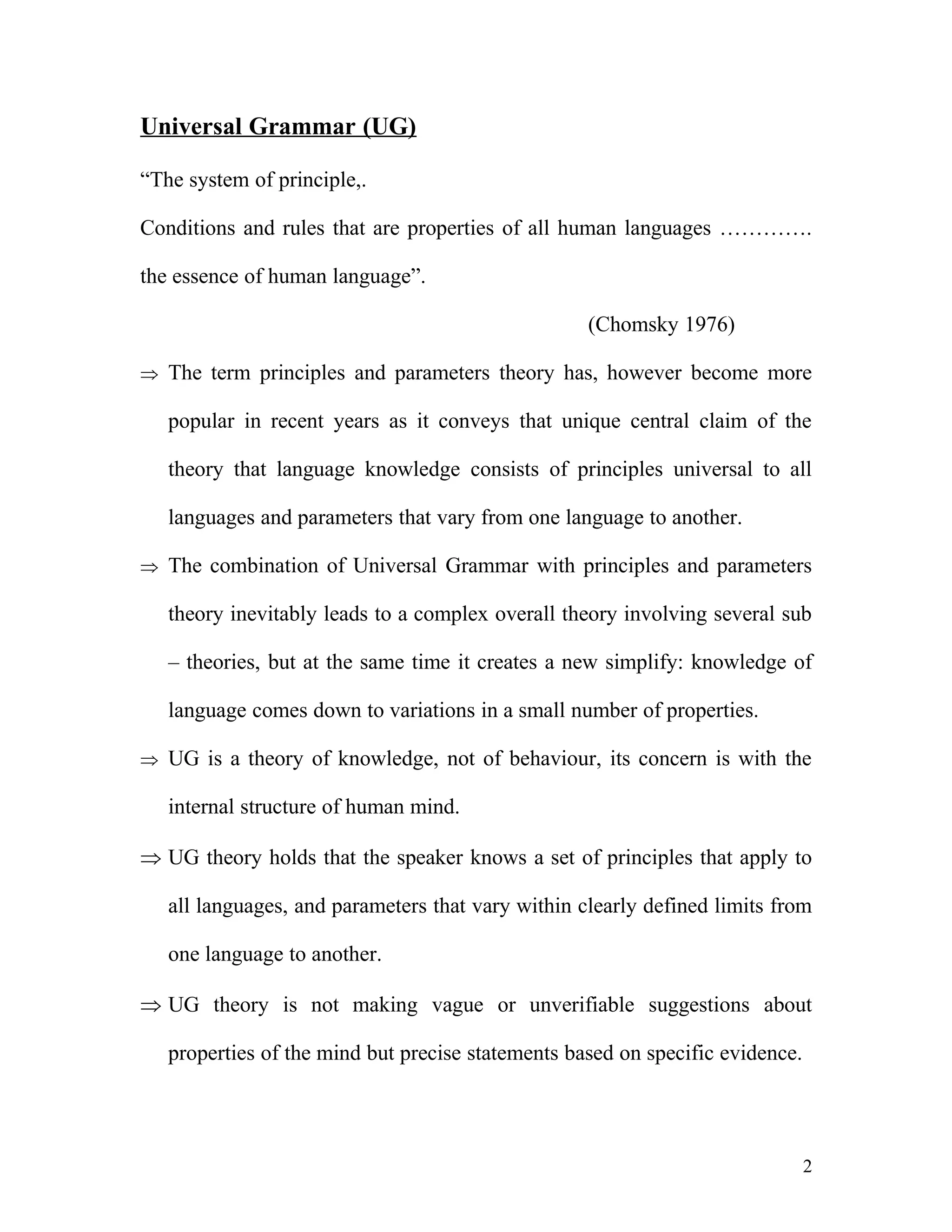 Principles And Parameter Of Universal Grammar
