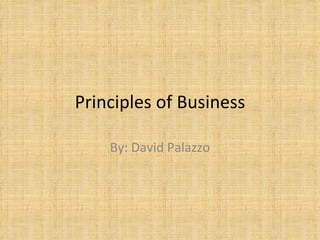 Principles of Business By: David Palazzo 