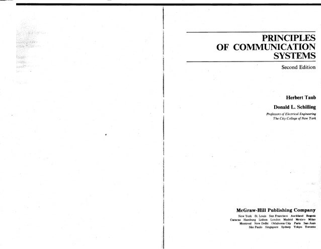 Principles Of Munication Systems Herbert Taub And Donald L Schi