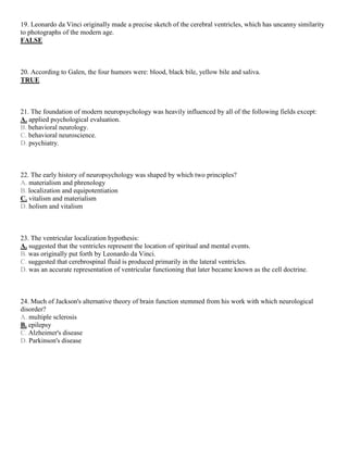 Principles of Neuropsychology 2nd Edition Zillmer Test Bank | PDF