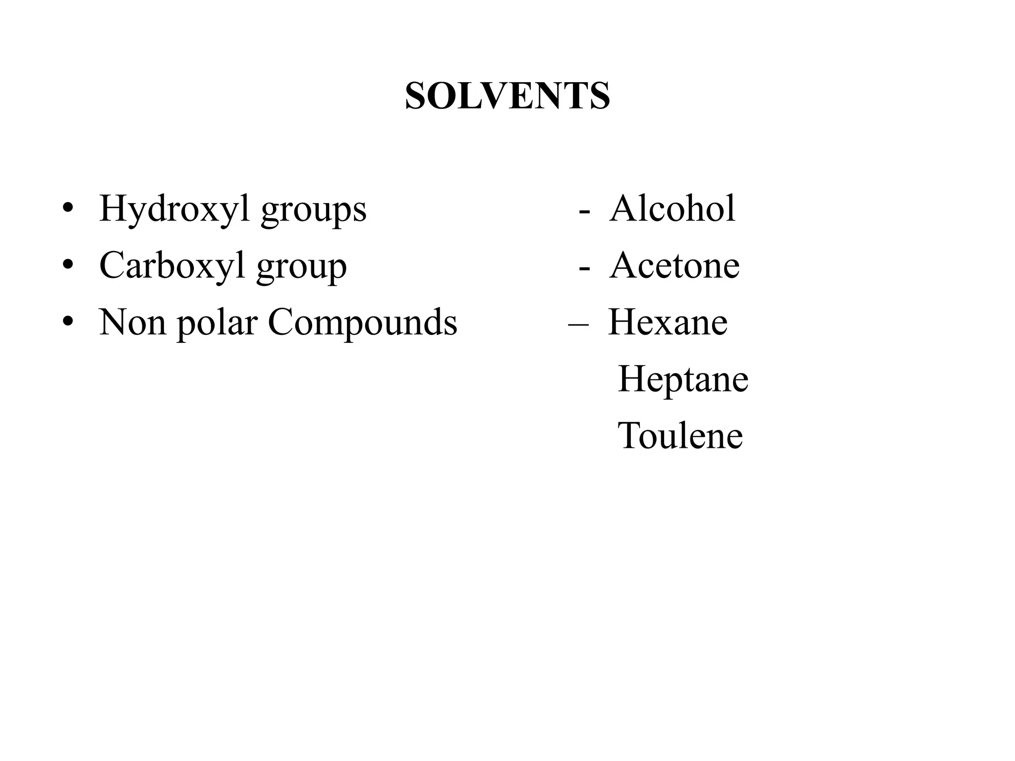 Solvent Groups Principles and application of chromatography | PPTX