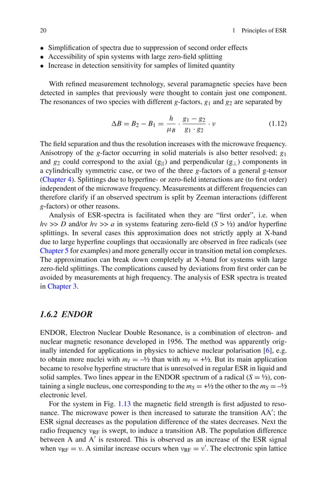 Principles and applications of esr spectroscopy