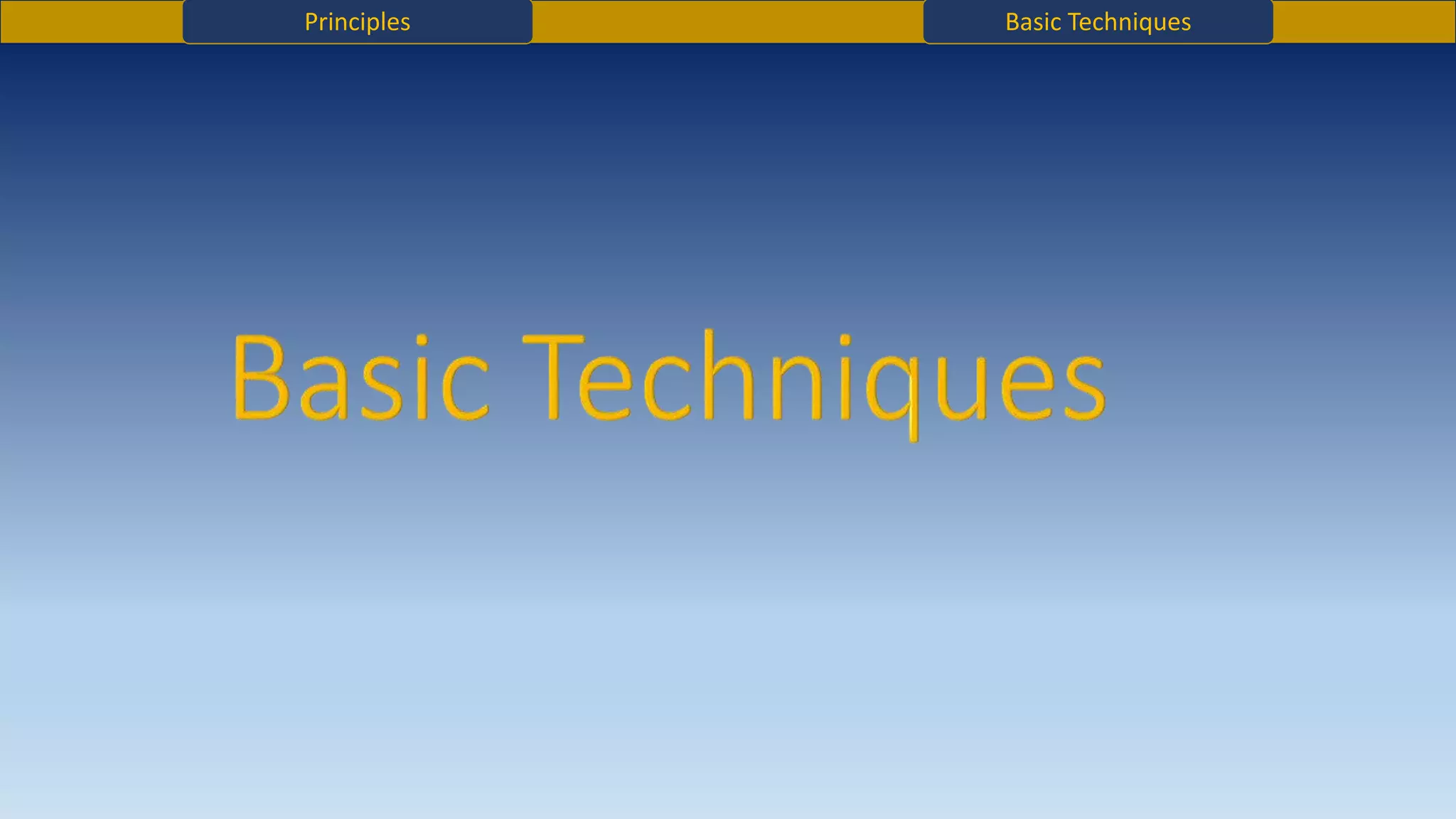 Principles Basic Techniques
 