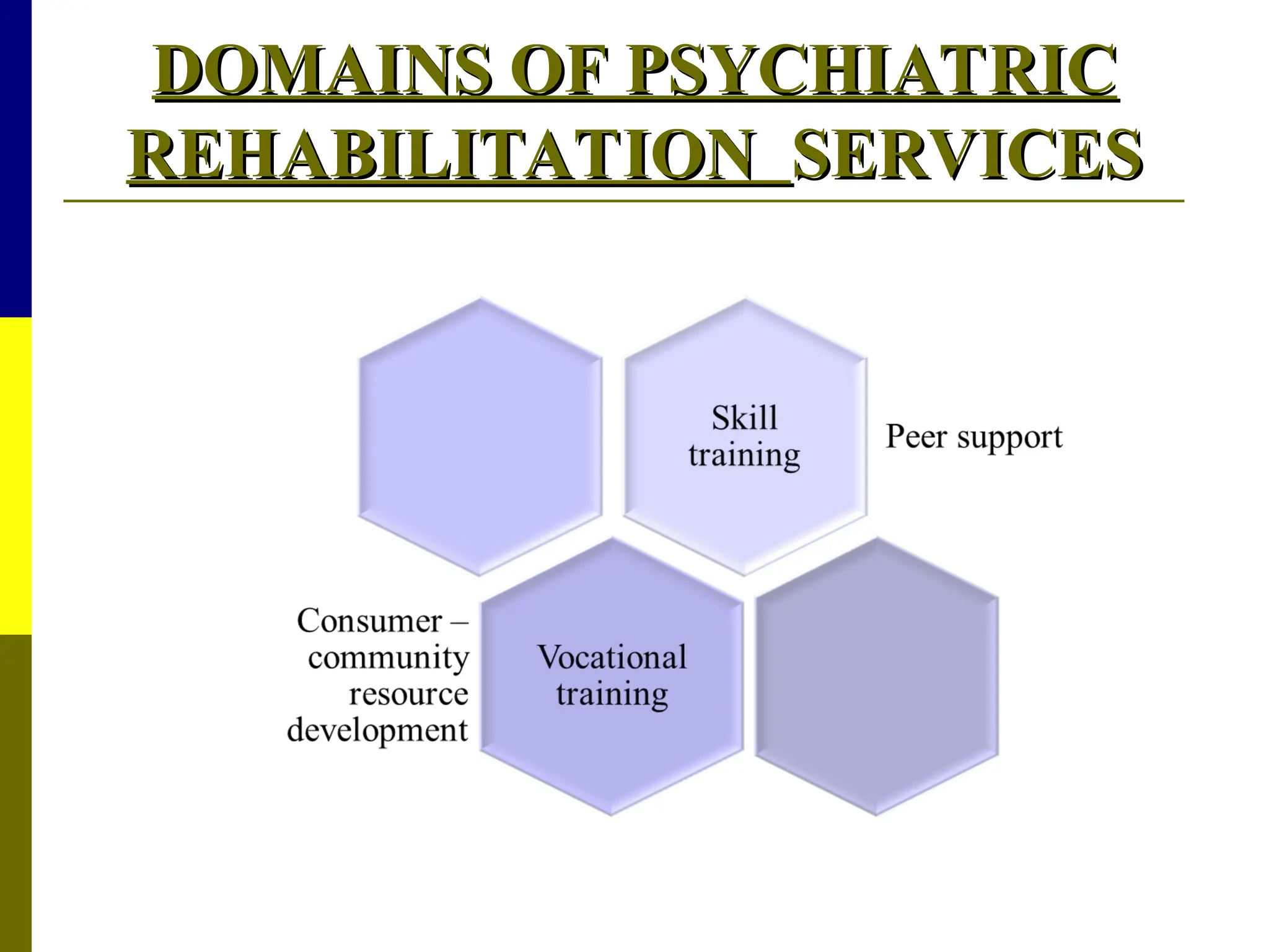 DOMAINS OF PSYCHIATRIC
DOMAINS OF PSYCHIATRIC
REHABILITATION
REHABILITATION SERVICES
SERVICES
 